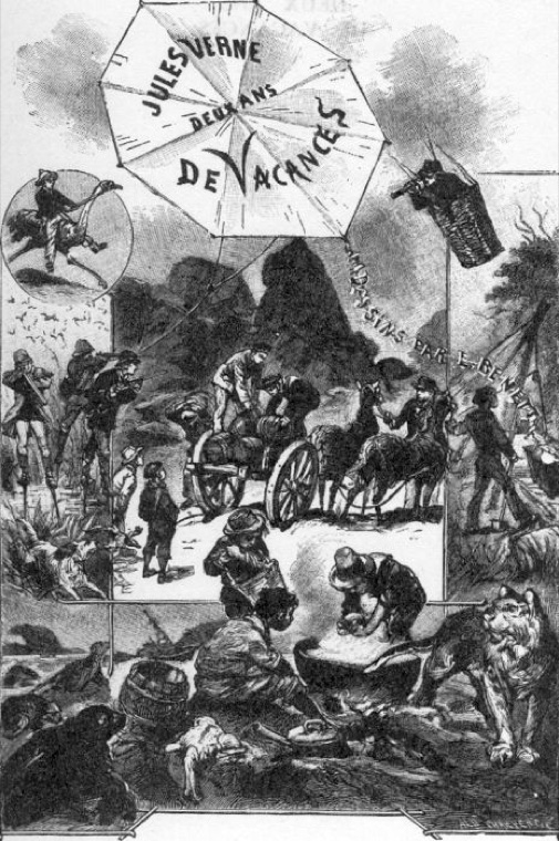 Le Château des Carpathes, gravure de Léon Benett