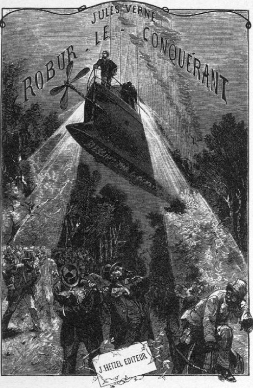 Robur le Conquérant, gravure de Léon Benett